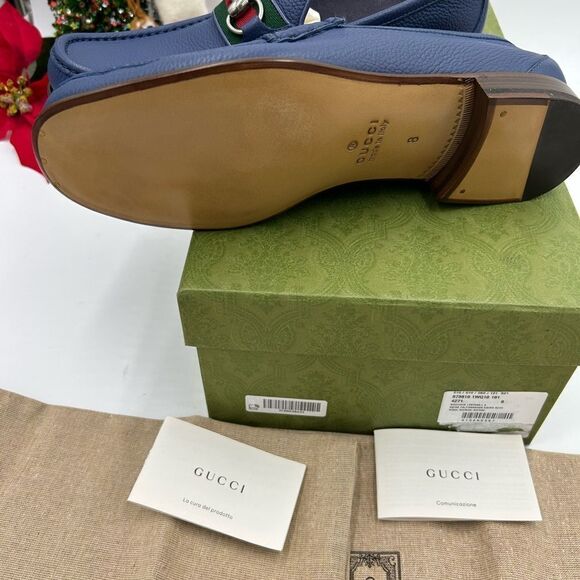 Men’s Gucci, leather web horse bit loafer size 8 fits 9  US maiden Italy - Picture 9 of 9